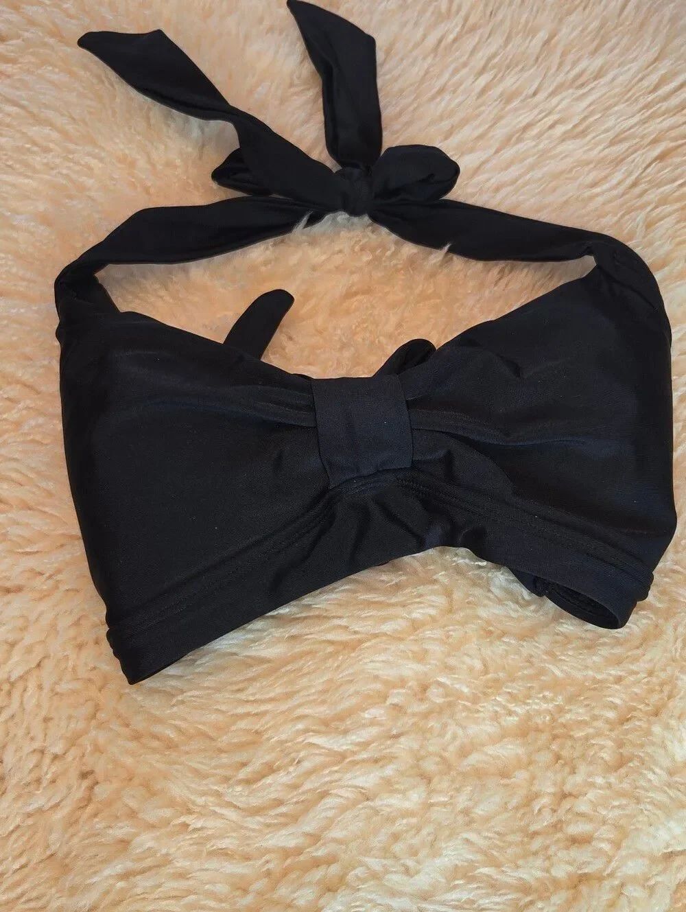 Unbranded M Black Tie-Halter and Tied Back Padded Women Swim Bekini Top